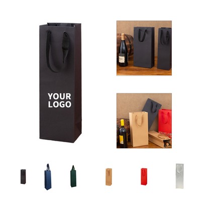 Kraft Paper Single Bottle Wine Gift Carrier