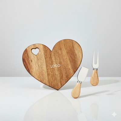 Bamboo Heart Shaped Cheese Cutting Board Acacia Wood Tray