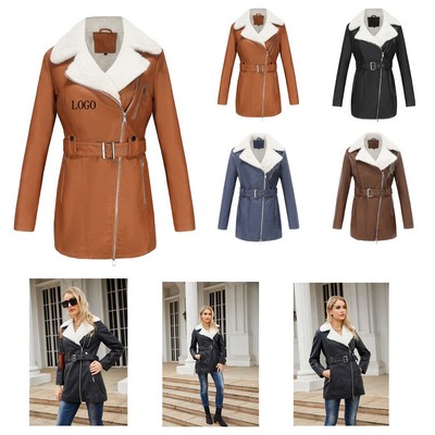 Warm Velvet Lapel Leather Coat (S-3XL)