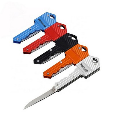 Key Shape Pocket Folding Knife with Aluminum Alloy Handle