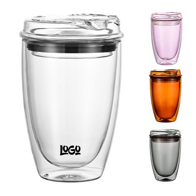 13Oz Double Wall Coffee Glass Cup