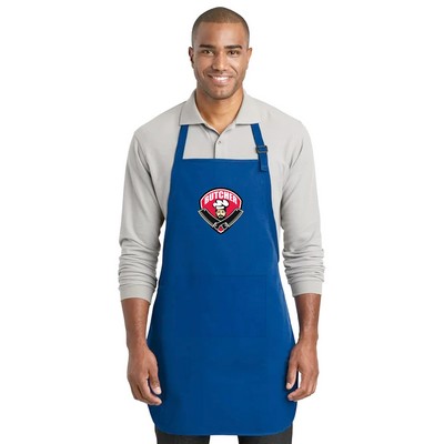 Wide Bib Butcher Apron with Pocket and Adjustable Neck & Extra-Long Waist Ties