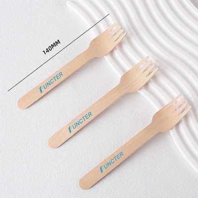 5.5" L Eco-Friendly Wooden Tasting Forks for Cake Cocoa Coffee Ice Cream