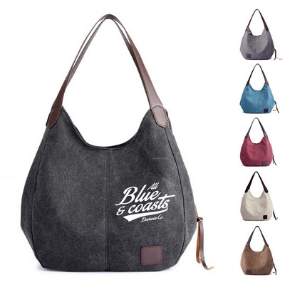 Chic Cotton Canvas Shoulder Bag