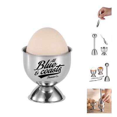 Stainless Steel Egg Shell Cracker and Spoon Set