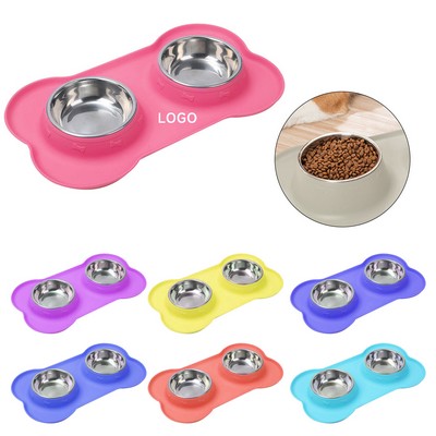 Bone-Base Pet Bowl Duo