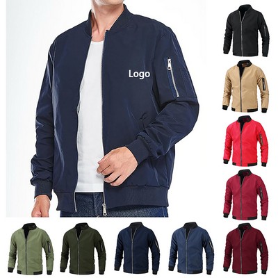 Mens Lightweight Bomber Jacket Casual Windbreaker