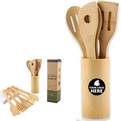Eco-Friendly Bamboo Kitchen Tool Collection With Storage