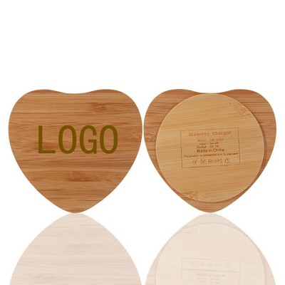 10W Heart-Shaped Bamboo Wireless Charger