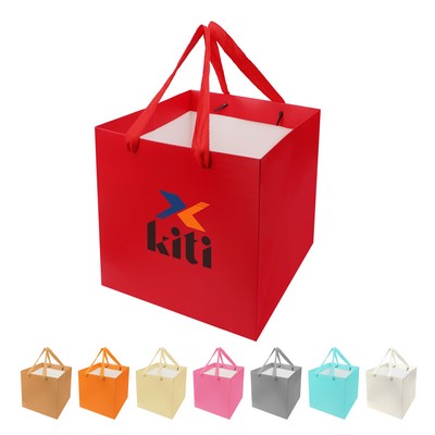 Full Color Matte Laminated Paper Gift Tote Bag 8"x8"x8"