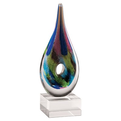 Multi-Colored Teardrop Art Glass on Base - AGAR100