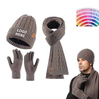 Tri-Set Knit Beanie Ensemble