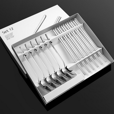 Premium 304 Stainless Steel Cutlery Set 12-Piece Spoon & Chopsticks Gift Box