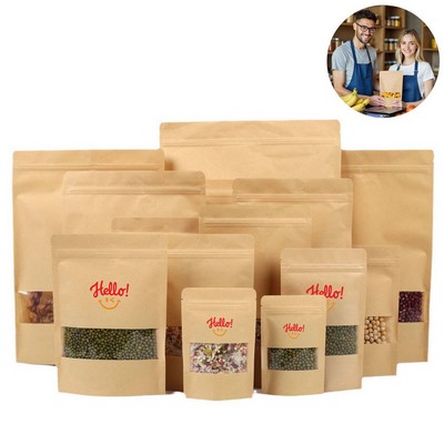 Resealable Kraft Paper Bags with Window Stand Up Pouches