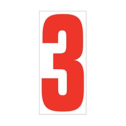 Red On White Number 3 Vinyl Sticker