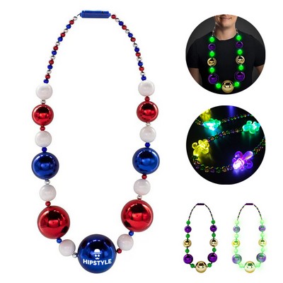 Mardi Gras LED Flashing Necklace with Customizable Logo
