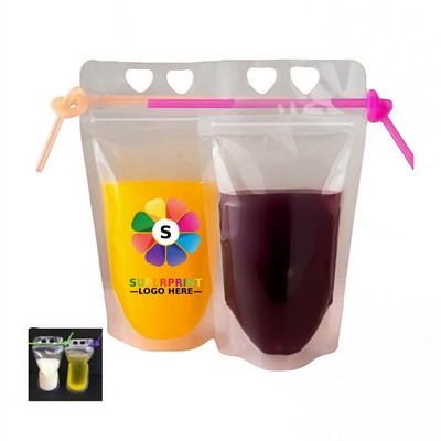 16oz Food Grade Plastic Straw Drink Pouch