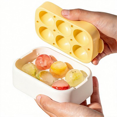Food Grade Round Ice Ball Maker, 6-Cavity Plastic Ice Cube Mold, Quick Freezing Ice Tray for Home