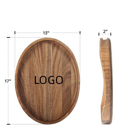 Acacia Wood Serving Tray With Handles