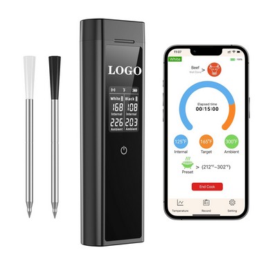 Digital Meat Thermometer Smart Display Dual Probes Long Battery Life