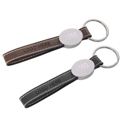 PU Leather Keychain With Metal Nameplate