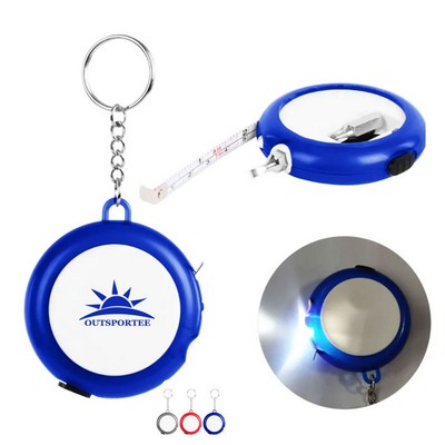 4-in-1 Pocket Tape Measure Keychain Screwdriver Tool With Light