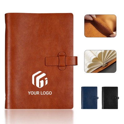 Office refillable retro leather 6 ring binder notebook