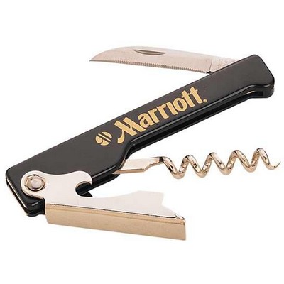 Corkscrew & Bottle Opener with Serrated Knife (1 1/2" x 4 3/8")