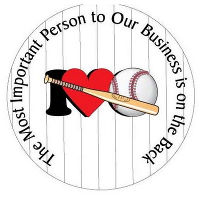 I Love Baseball w/Bat Photo Hand Mirror (2½" Diameter)