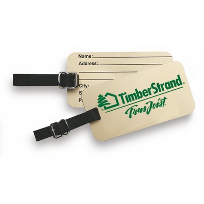 Aluminum Luggage or Golf Bag Tag with Black leather Strap