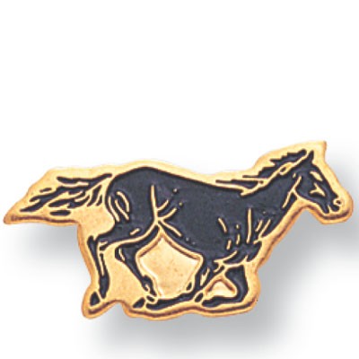 Etched Enameled Mascot Mustang Pin