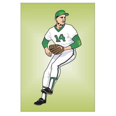 Baseball Player Rectangle Badge w/ Bar Pin (2"x3")