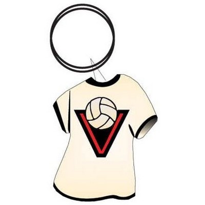 Volleyball in "V" T-Shirt Key Chain w/Clear Mirrored Back (4 Square Inch)