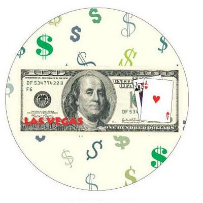 Las Vegas Blackjack $100 Bill Round Badge w/ Bar Pin (2 1/2" Diameter)