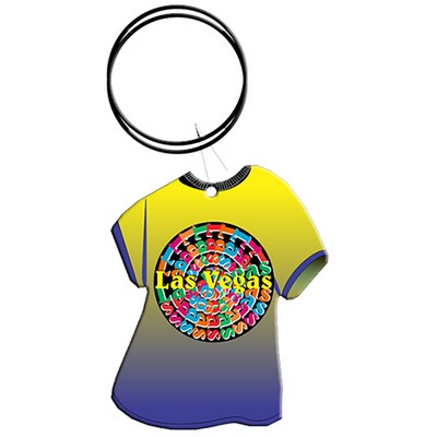 Vegas (Step/Repeat) Chip T-Shirt Key Chain w/Clear Mirrored Back (4")