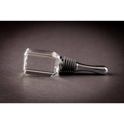 Crystal Tapered Rectangle Wine Bottle Stopper with metal stem 1 7/8 x 1 1/8 x 1 1/8
