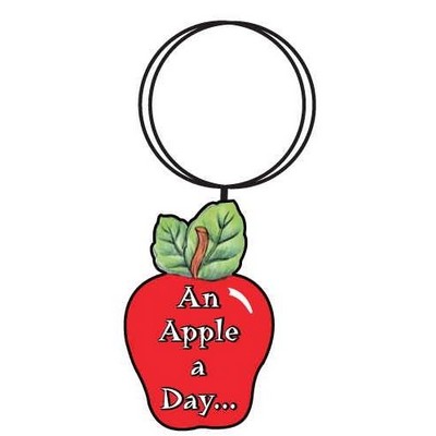 Apple w/ Daily Apple Slogan Keychain w/Mirrored Back (6 Square Inch)