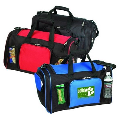 Duffel Bag with 2 Side Mesh & Front Pocket & End Zip Pockets