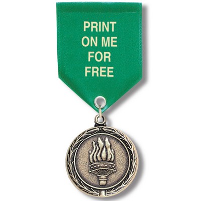 Torch Cast MX Medal w/Satin Drape Ribbon (1½")