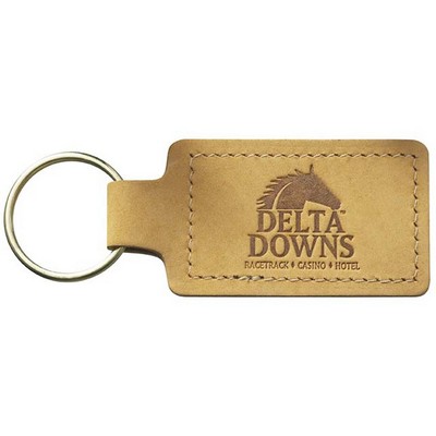 Nubuck Leather Large Rectangular 2 Sided Sewn Key Tags (1 1/2"x3 3/4")