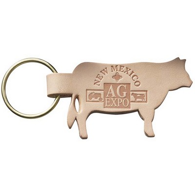 Natural Leather Cow Shaped Animal Collection Key Chain