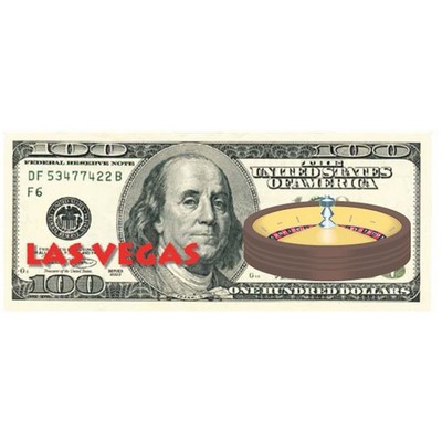 Vegas Roulette Table On $100 Bill Maxi Magnet (3 Square Inch)