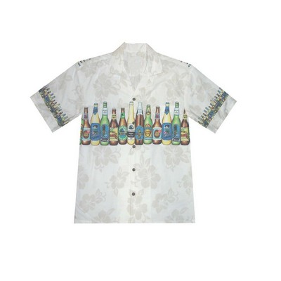 White Hawaiian Shirt - 100% Cotton Poplin Tropical Print w/ Coconut Buttons (S - 3XL in-stock)