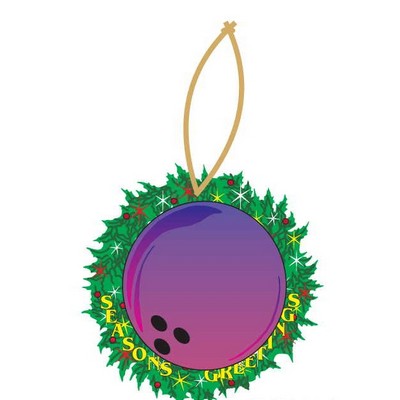 Purple Bowling Ball Promotional Wreath Ornament w/ Black Back (10 Square Inch)