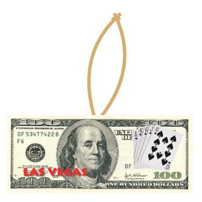 Las Vegas Royal Flush $100 Bill Ornament w/ Black Back (2 Square Inch)