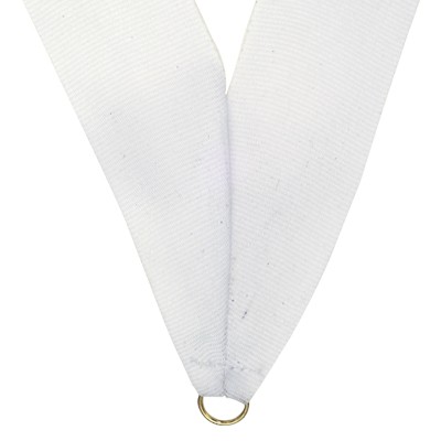 1½" Wide V-Neck White Ribbon w/Metal Ring