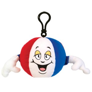 Custom Plush Mini Beach Ball Mascot with Keychain/ Clip Attachment