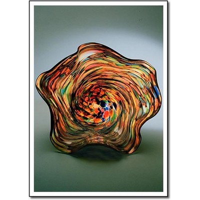 Kaleidoscope Lantern Art Glass Bowl w/ Marble Base (6.5"x5")
