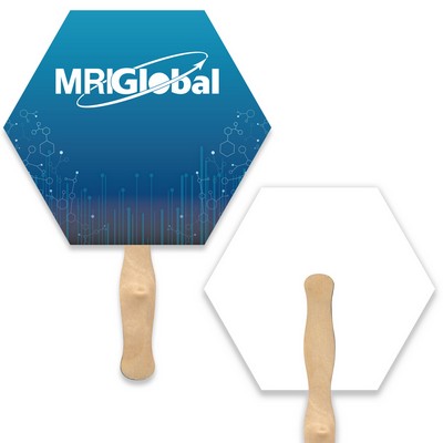 Hexagon Shape Full Color Single Sided Paper Hand Fan