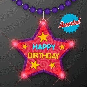 Happy Birthday Star Flashing Necklace - BLANK